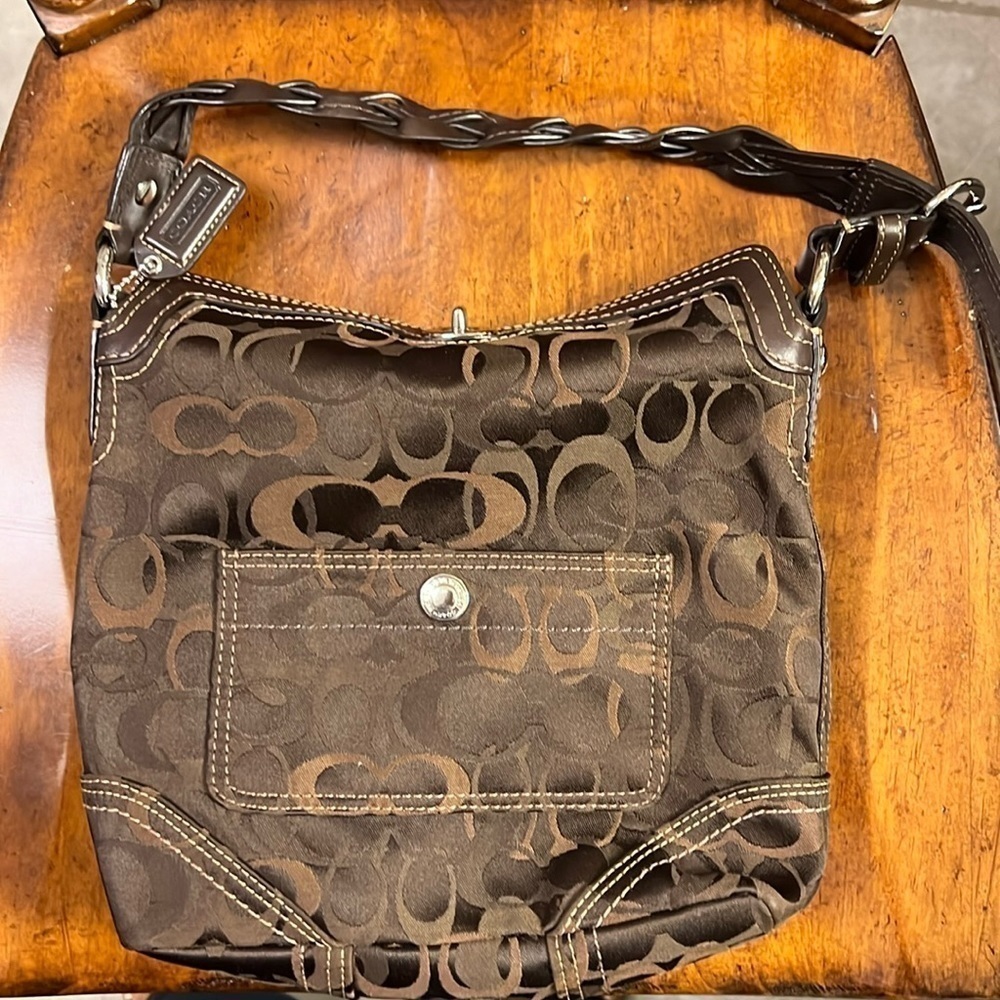 Coach handbag brown classic “C” canvas. Excellent condition!